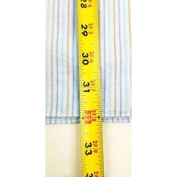 Ermenegildo Zegna Size 17/43 Men's Blue White Camel Trim Comfort Fit L/S Shirt - Picture 8 of 10